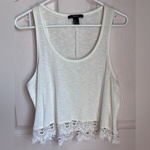 Forever 21 White Lace Trim Tank Top